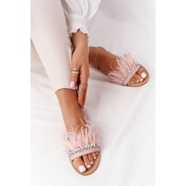 Hausschuhe mit Federn Lu Boo Pink rosa 1