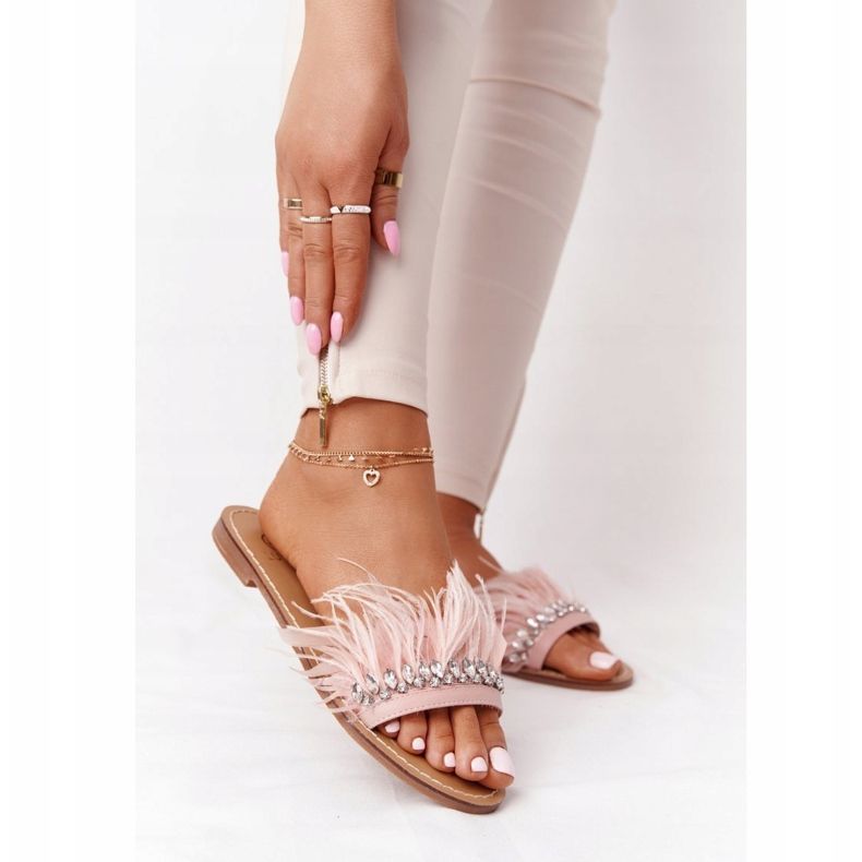 Hausschuhe mit Federn Lu Boo Pink rosa 2