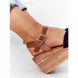 S.Barski Schwarze Sandalen mit Keilabsatz S. Barski GD-38 braun 1