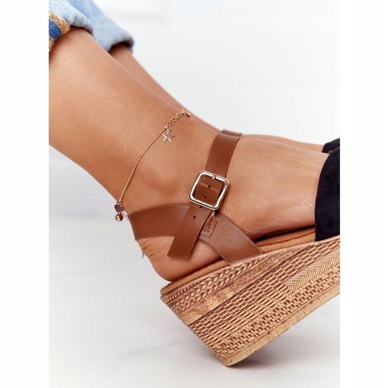 S.Barski Schwarze Sandalen mit Keilabsatz S. Barski GD-38 braun 1