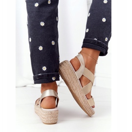 Keilsandalen mit geripptem Big Star HH274414 Golden 2