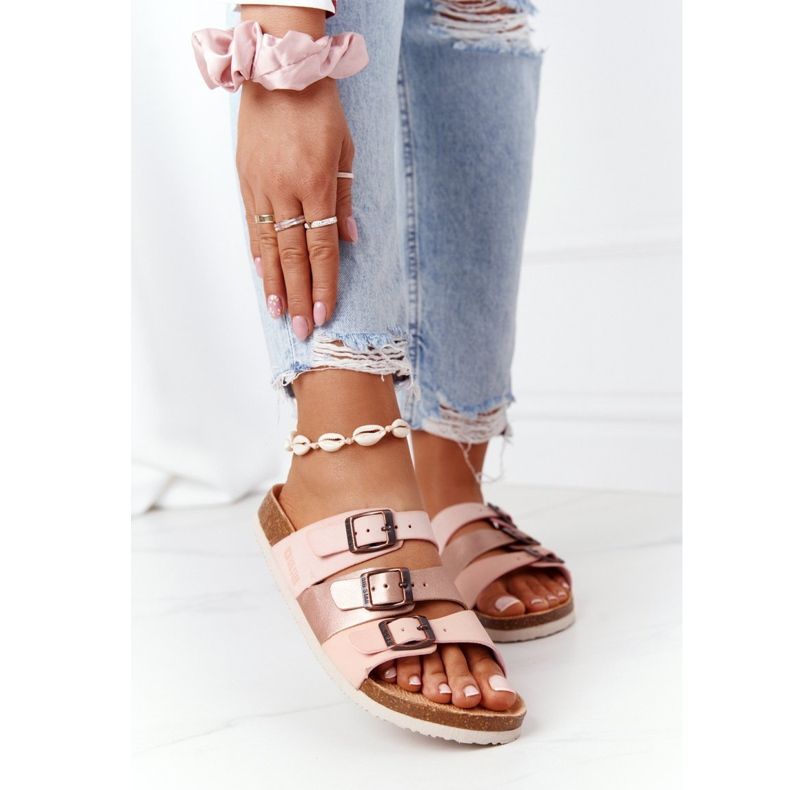 Leder Hausschuhe Big Star HH274586 Rosa-Kupfer 2