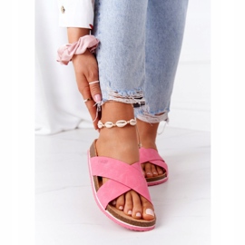 Leder Hausschuhe Big Star HH274597 Fuchsia rosa 2