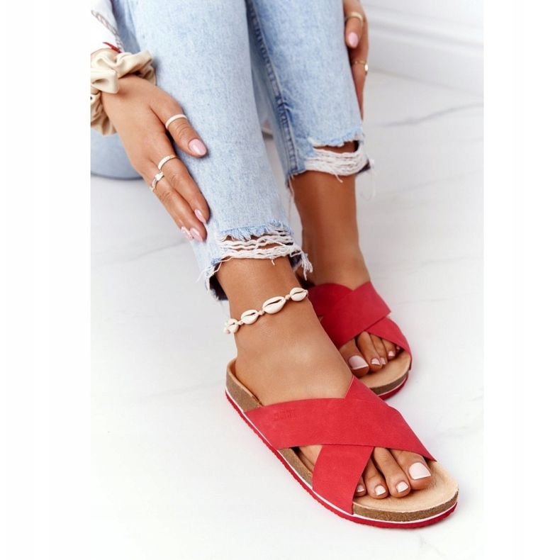 Profilierte Hausschuhe aus Leder Big Star HH274598 Rot 2