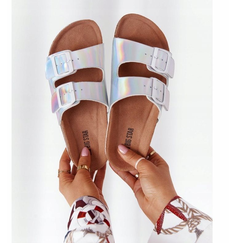 Leder Hausschuhe Big Star HH274895 Silber silber- 1