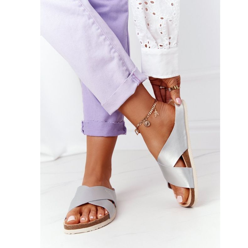 Leder Hausschuhe Big Star HH274650 Silber 2