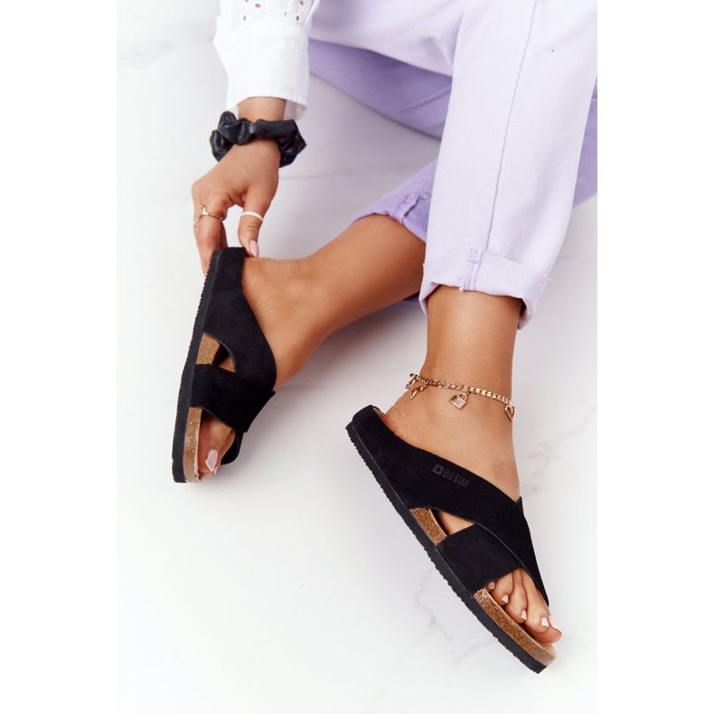 Wildleder profilierte Hausschuhe Big Star HH274640 Schwarz 2