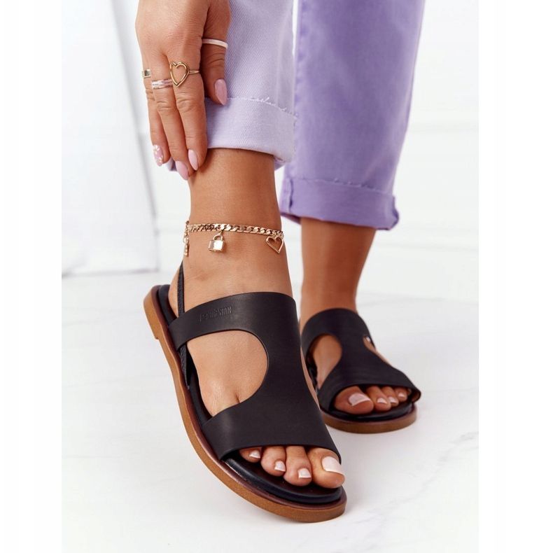 Ledersandalen mit Bündchen Big Star HH274715 Schwarz 2