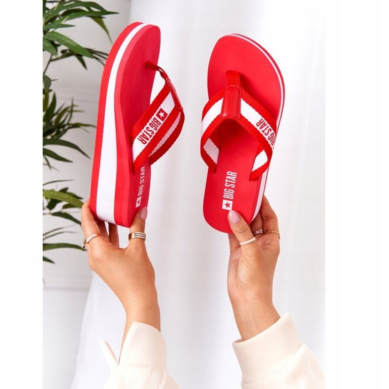 Damen Flip-Flops auf dem Keil Big Star HH274A095 Rot 1