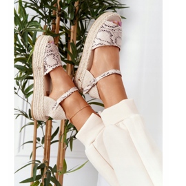 Sandalen auf der Plattform mit geflochtenem Schlangenmuster beige Megara braun 1