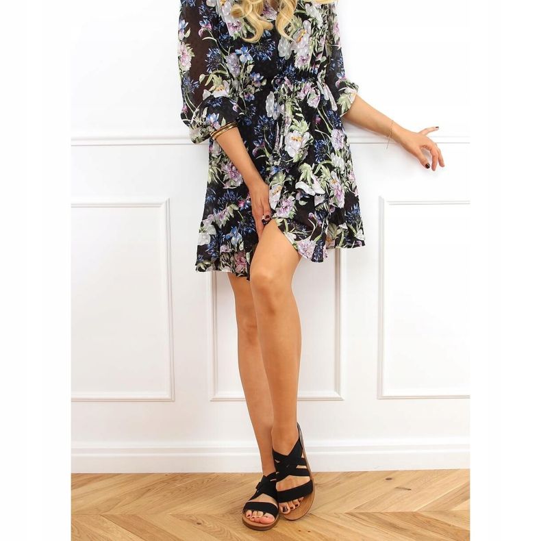 Sandalen mit Kautschukriemen schwarz 9225 Black 1