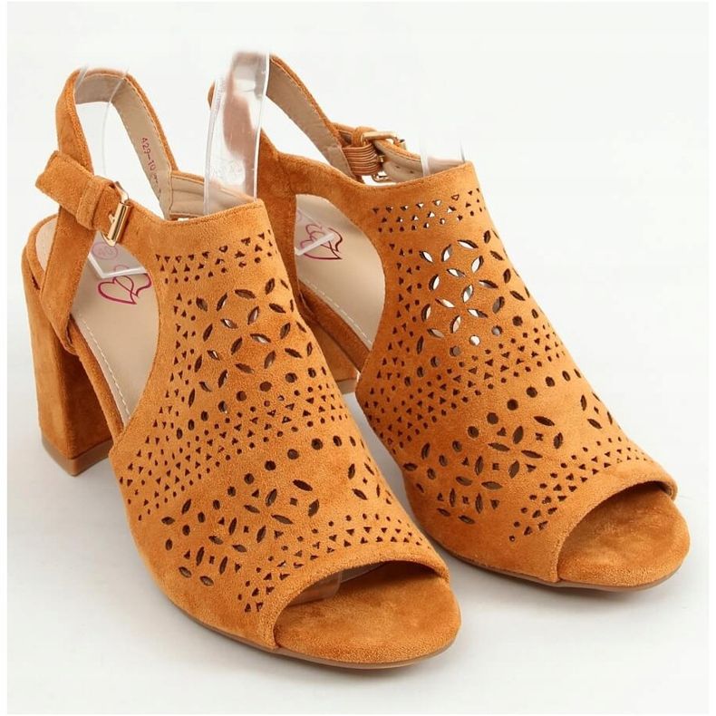 Sandalen durchbrochene High Heels camel 429-10 Camel braun 1