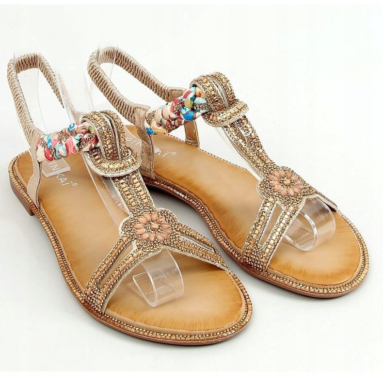 Sandalen mit goldenen Zirkonias JN11-10 Gold 1