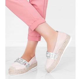 Beige Espadrilles mit Cher-Steinen silber- 1