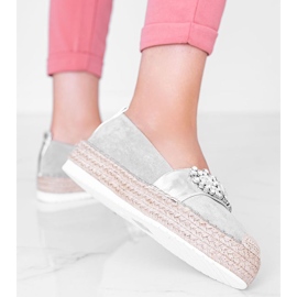 Graue Espadrilles mit Cher-Steinen silber- 1