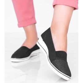 Schwarz glänzende Ballerinas auf dem Glam Star Wedge 1