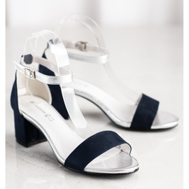 Goodin Elegante Sandalen an einer Bar marineblau silber 1