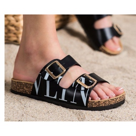 SHELOVET Bequeme Hausschuhe aus Öko-Leder schwarz 1