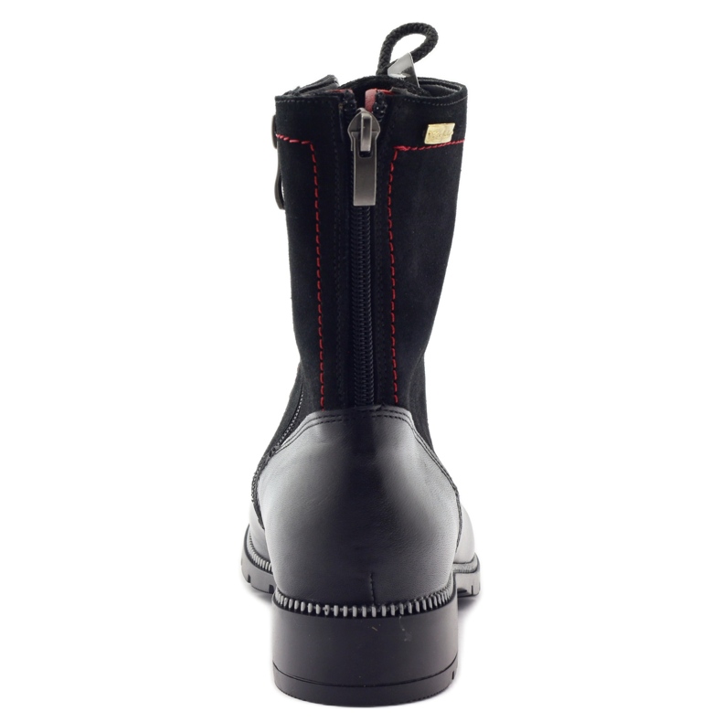 Lederstiefel für Damen Kazkobut 2809 schwarze Stiefel rot 3