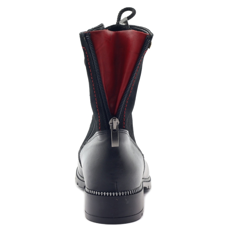 Lederstiefel für Damen Kazkobut 2809 schwarze Stiefel rot 4