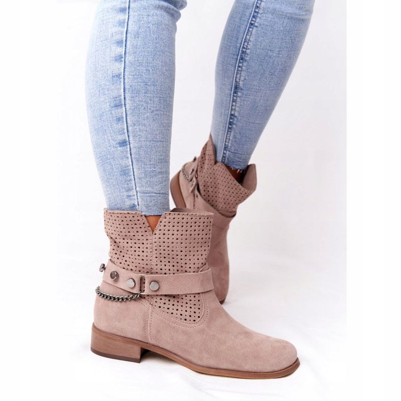 Lewski Shoes Openwork Spring Boots Lewski Schuhe 2905-0 Beige 2