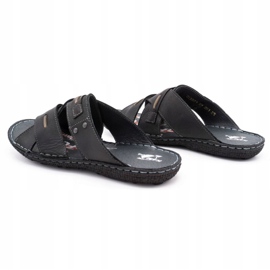 Kampol Herren Leder Hausschuhe 201/3 schwarz 4