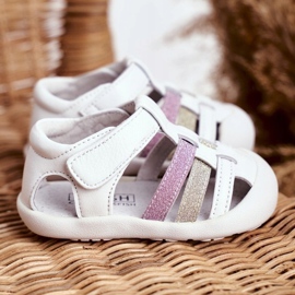 Apawwa Kindersandalen mit Klettverschluss Glitzer Weiß Ontario rosa golden 3