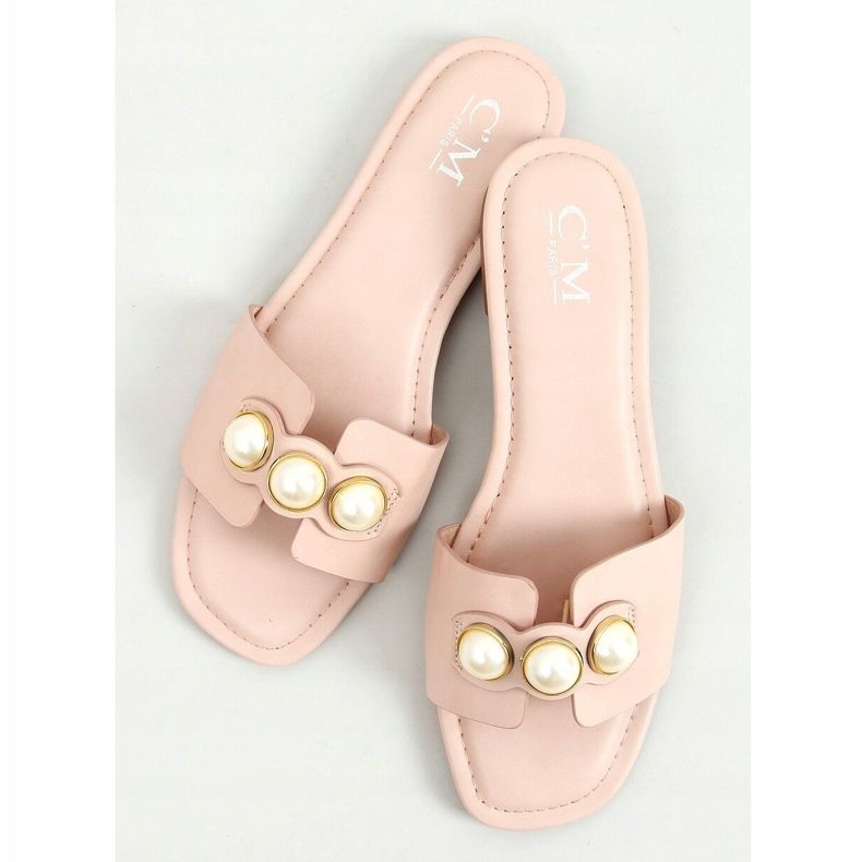 Hausschuhe mit Perlen 55-37 Rosa 1