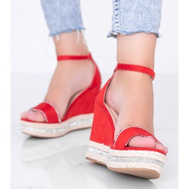 Rote Keilsandalen mit Sun Sparrow Zirkonia 1