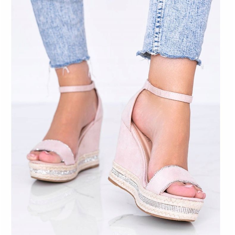 Beige Keilsandalen mit Sun Sparrow Zirkonia 1