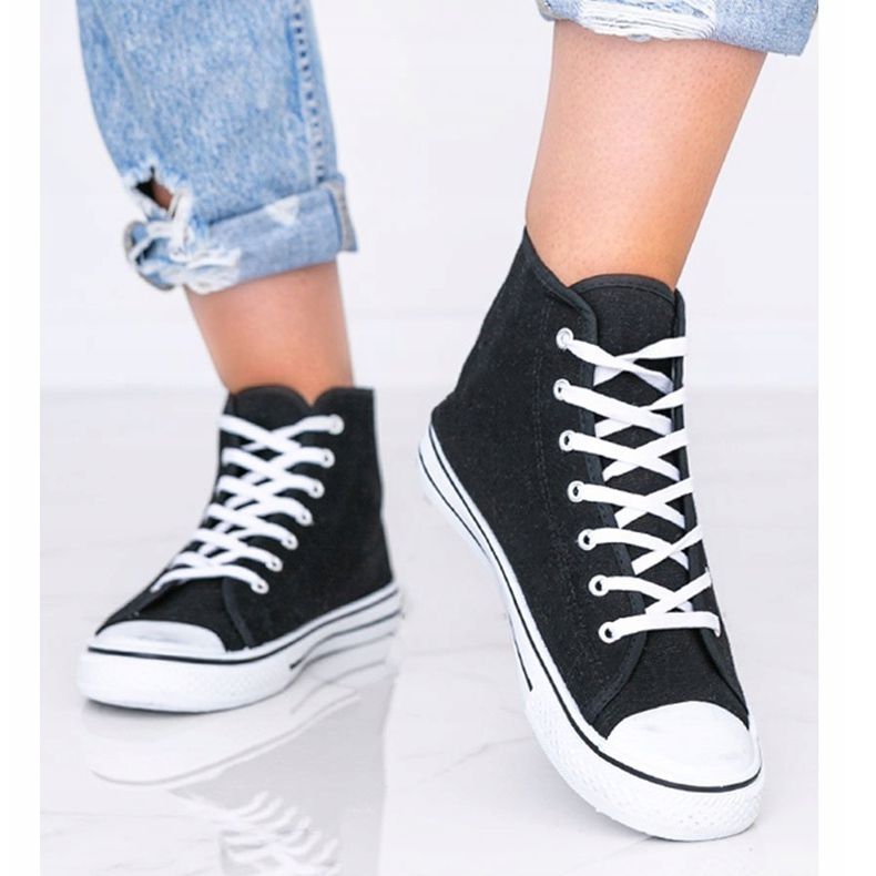 Schwarze Damen Sneaker Gampa Knöchel 1