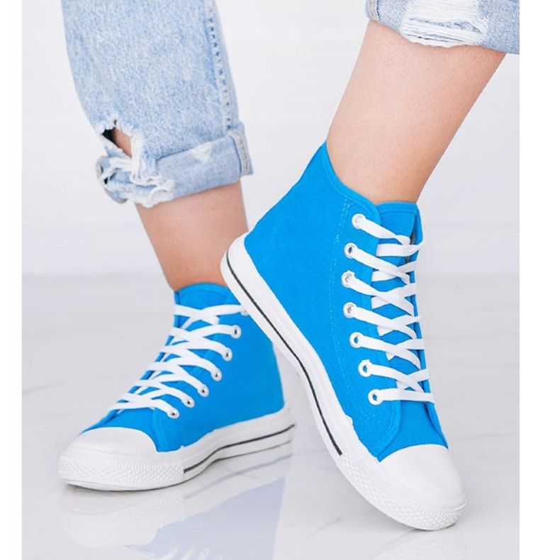 Weiße Sneakers für Damen Gampa Knöchel blau 1