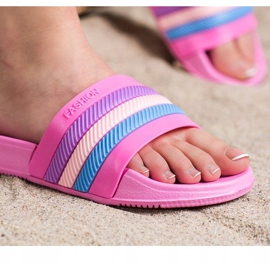 Bona Hausschuhe mit bunten Streifen rosa 2