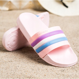 Bona Hausschuhe mit bunten Streifen rosa 1