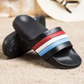 Bona Hausschuhe mit bunten Streifen schwarz 1