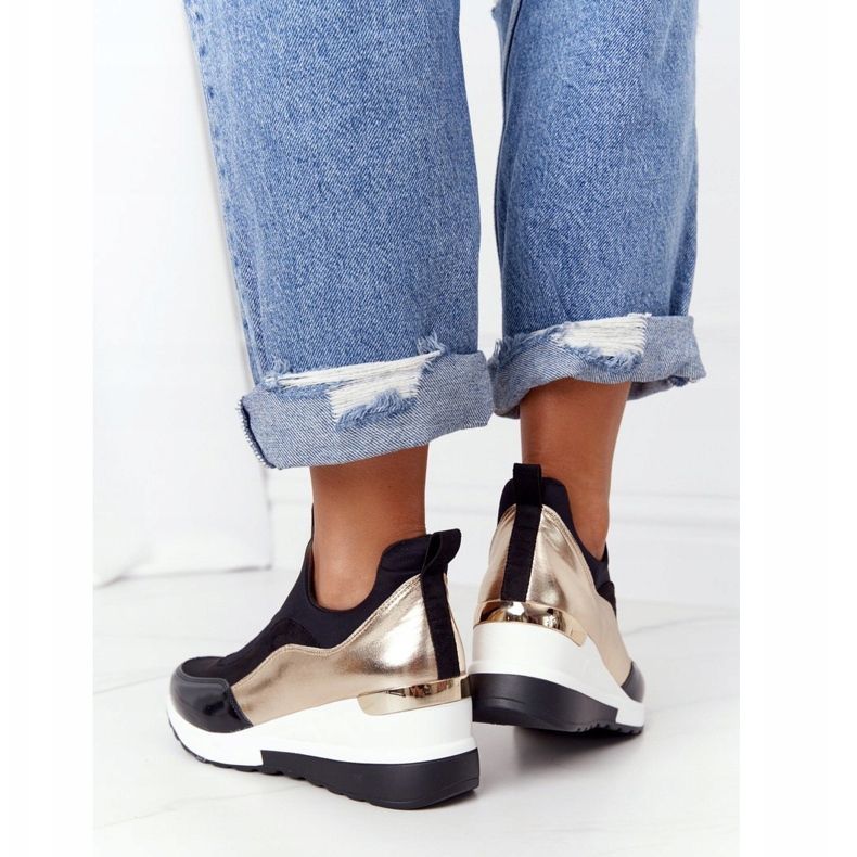 PE1 Sneakers mit Keilabsatz in Schwarz und Gold City Beat 2