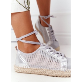 S.Barski Durchbrochene Espadrilles mit Schnürung S. Barski L17704 Silber 1