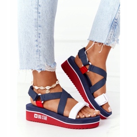 Keilsandalen aus Schaumstoff Big Star HH274A084 Marineblau rot 1