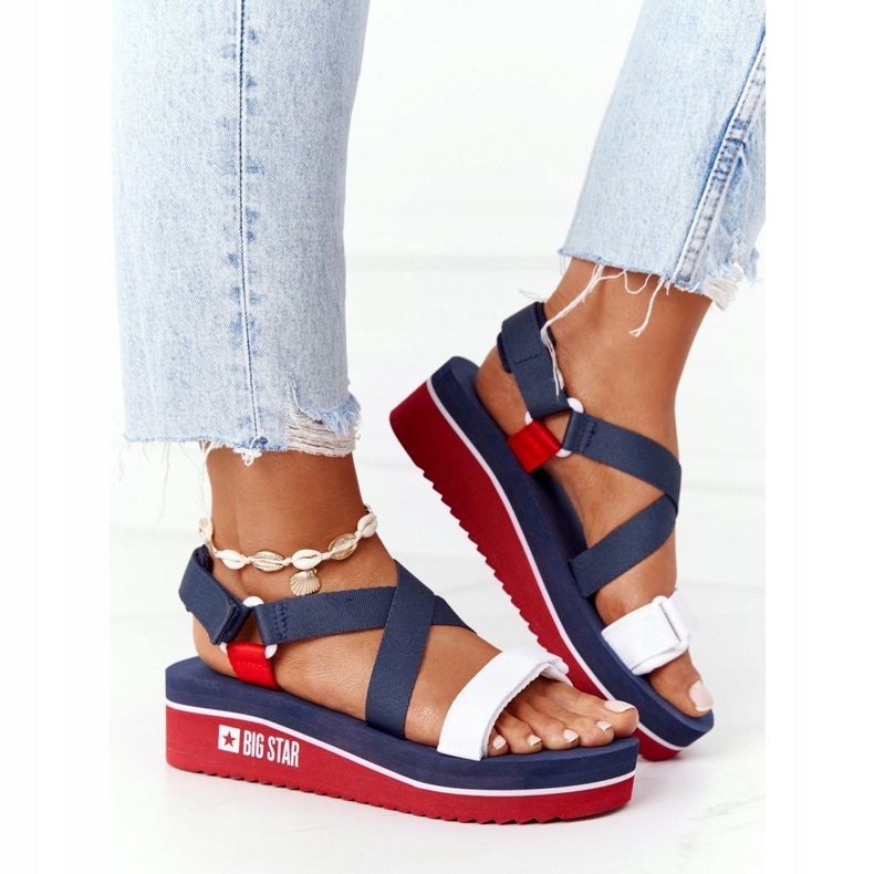 Keilsandalen aus Schaumstoff Big Star HH274A084 Marineblau rot 1