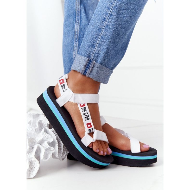 Schaumsandalen auf der Big Star HH274A087 Schwarz-Weiß-Plattform 2