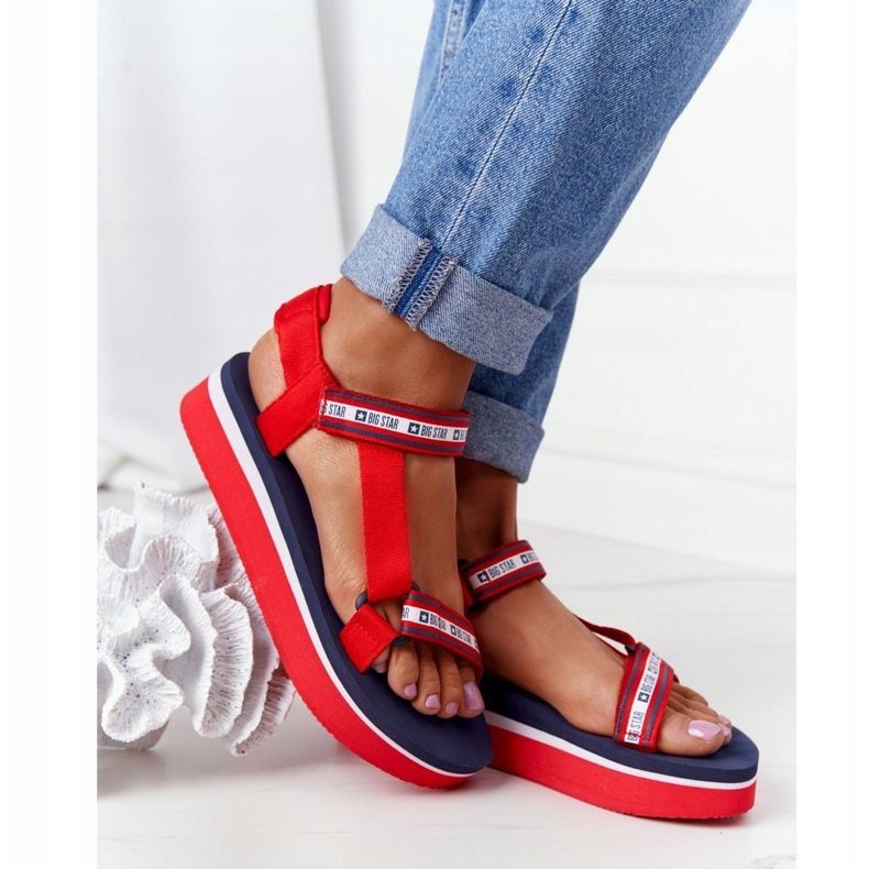 Schaumsandalen auf der Big Star HH274A102 Red Platform rot navy blau 2