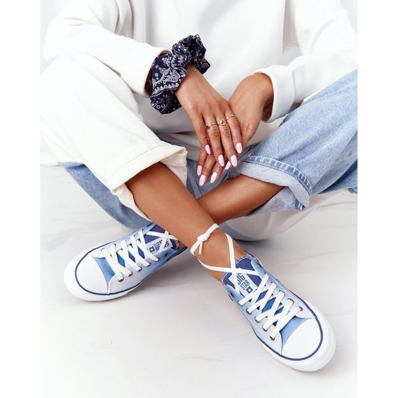 Damen Sneaker Big Star HH274129 Ombre Marineblau weiß 1