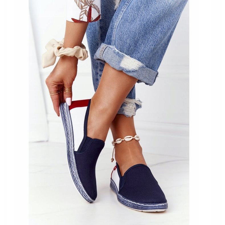 Damen Espadrilles Big Star HH276008 Marineblau-Weiß rot 1