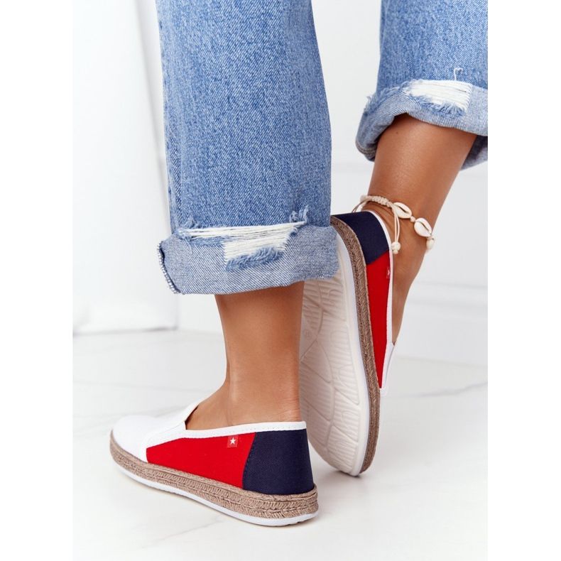 Damen Espadrilles Big Star HH276009 Weiß und Rot marineblau 2