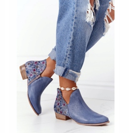Maciejka Lederstiefel Marineblau mit Blumen 04091-64 mehrfarbig 2
