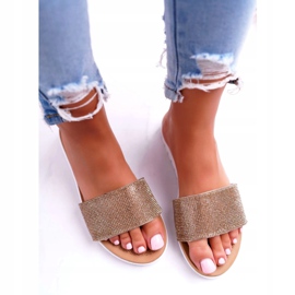 Lu Boo Damen Gold Pailletten Hausschuhe Goodies golden 3