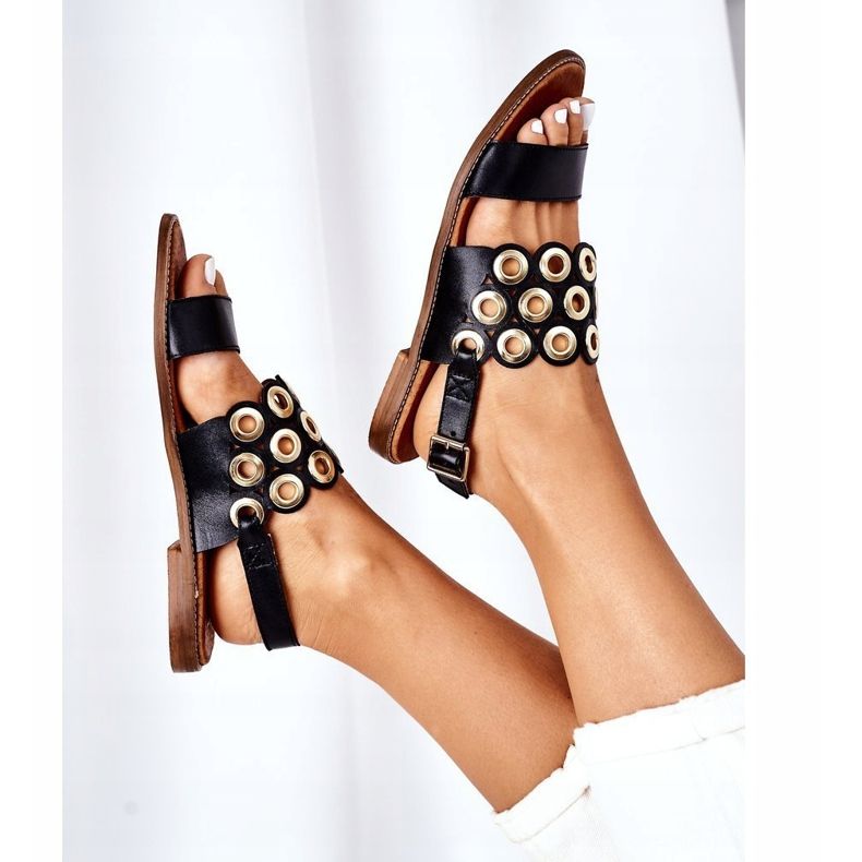 Lewski Shoes Leder Sandalen durchbrochen Lewski Schuhe 3042 Schwarz 1