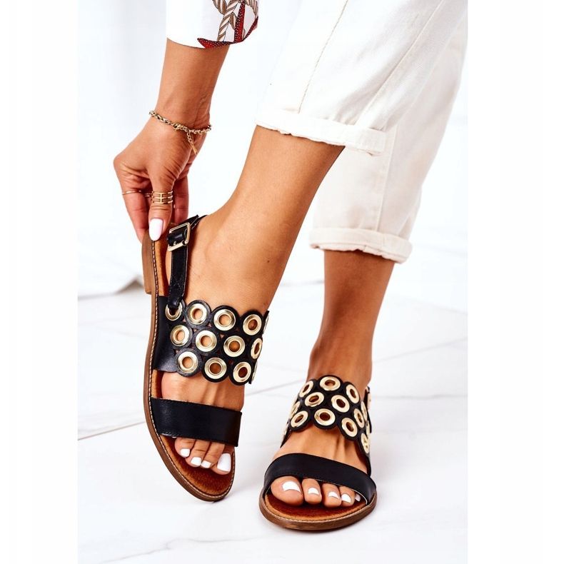 Lewski Shoes Leder Sandalen durchbrochen Lewski Schuhe 3042 Schwarz 2