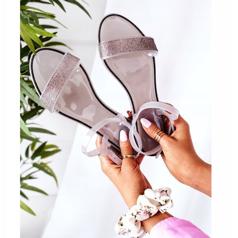 LU BOO Gummisandalen mit grauem Glitzer Beach Time silber- 2