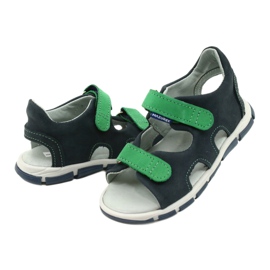 Lederjungen Sandalen für Klettverschluss Mazurek 314 Navy-Green blau 3